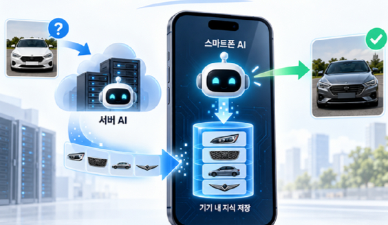 스마트폰 속 소형 AI가 서버의 대형 AI에게서 얻은 지식을 기기에 쌓아두고 재사용하도록 하는 시스템이 나왔다. [사진=KAIST]