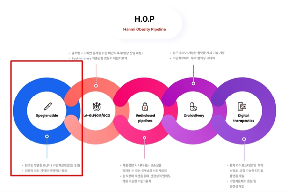 한미약품의 비만 전주기 맞춤형 포트폴리오 (H.O.P: Hanmi Obesity Pipeline) 구축 연구. [사진=한미약품]