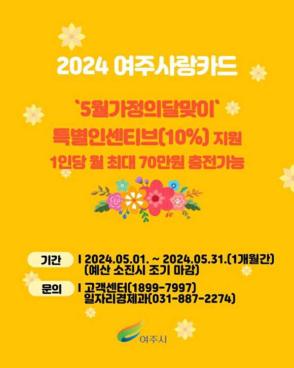 2024 여주사랑카드 특별인센티브(10%)지원  홍보 웹 포스터 [사진=여주시]