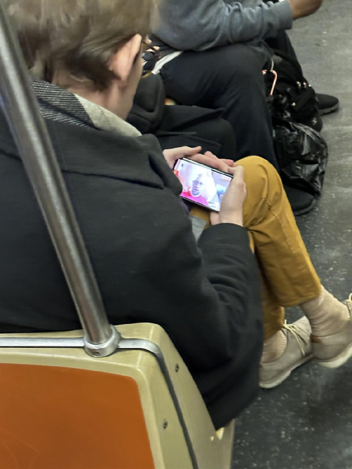 지하철에서 포착된 구글의 첫 폴더블폰 '픽셀 폴드' [사진=레딧]