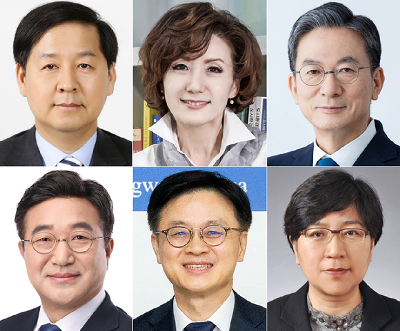 대통령실은 29일 강훈식 대통령비서실장의 브리핑을 통해 이재명 대통령의 장관급 추가 인선을 발표했다. 사진 왼쪽 위부터 구윤철 기획재정부 장관 후보자, 이진숙 교육부 장관 후보자, 정성호 법무부 장관 후보자. 사진 왼쪽 아래부터 윤호중 행정안전부 장관 후보자, 김정관 산업통상자원부 장관 후보자, 정은경 보건복지부 장관 후보자. 2025.6.29 [사진=연합뉴스]