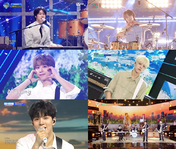 밴드 엔플라잉이 신곡 '만년설 (Everlasting)' 음악방송 활동을 성료했다. [사진=방송화면 캡처]