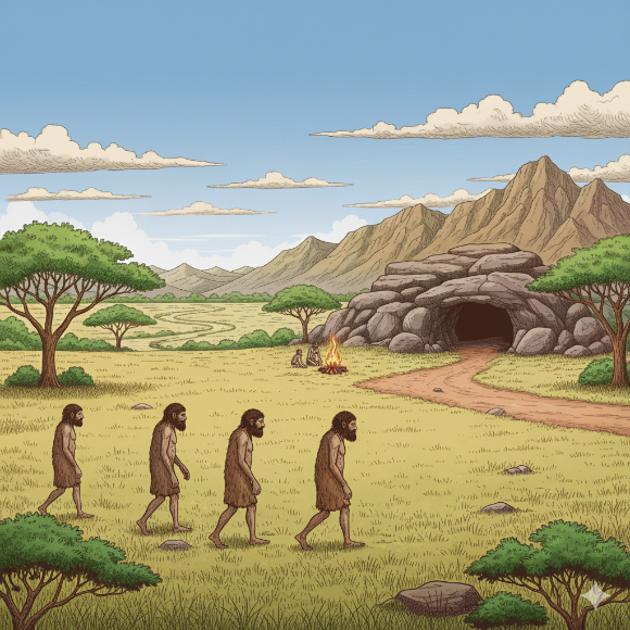 인류는 언제부터 두 발로 걸었을까. 관련 연구 논문이 나오면서 직립보행에 대한 논란이 이어지고 있다. [사진=GEMINI]