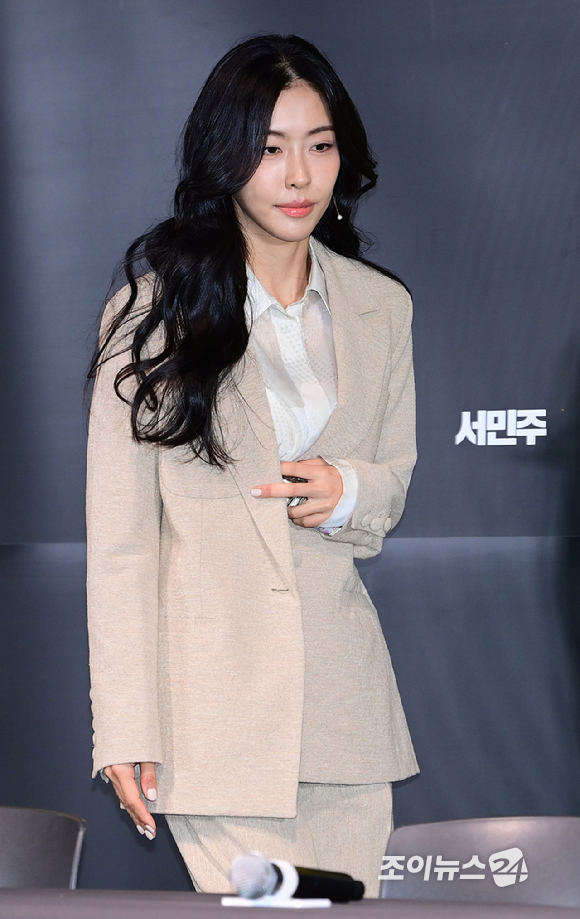 배우 서민주가 20일 오후 서울 CGV 용산아이파크몰에서 열린 영화 '정보원'(감독 김석) 언론시사회에 참석하고 있다. [사진=정소희 기자]