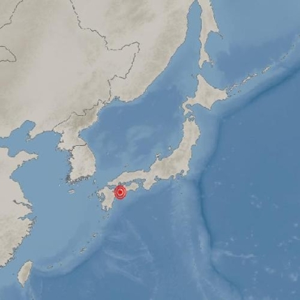 일본 오이타현 오이타시 동쪽 74km 해역에서 지진이 발생했다. [사진=기상청]