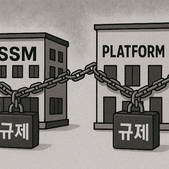 최근 유통업계를 둘러싼 규제 움직임이 커지면서 업계 안팎에서 찬반 논란이 거세지고 있다. 사진은 챗GPT로 생성한 이미지. [사진=챗GPT]