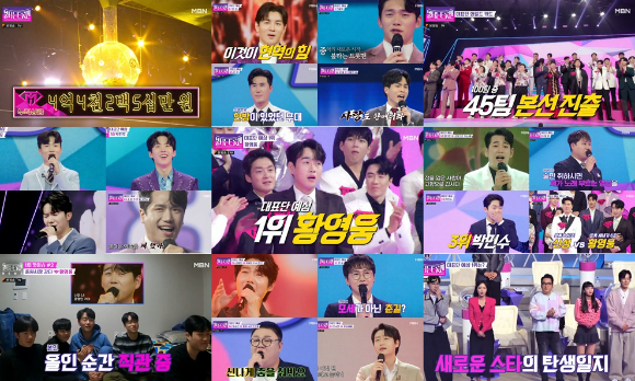 '불타는 트롯맨' 황영웅, 신성, 박민수가 예선 TOP3를 차지했다. [사진=MBN 방송화면 캡처 ]
