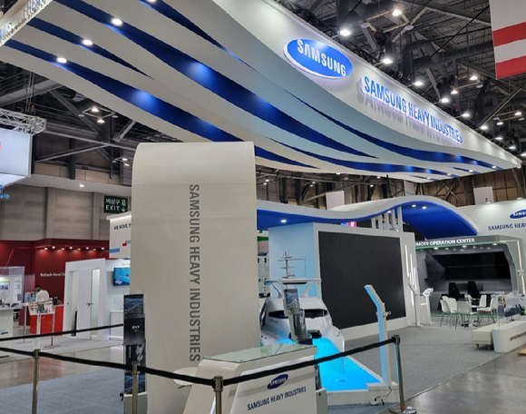 코마린 2025에 설치된 삼성중공업 부스 전경. [사진=삼성중공업]