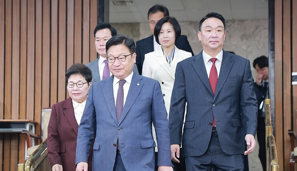 국민의힘 정점식 원내대표가 6일 국회에서 열린 국정감사대책회의에 참석하고 있다. 2026.10.6 [사진=연합뉴스]
