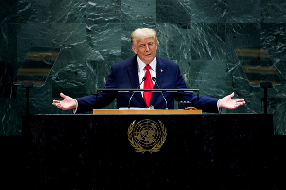 지난해 9월 23일(현지시간) 유엔총회에서 연설하는 도널드 트럼프 미국 대통령. [사진=REUTERS/연합뉴스]