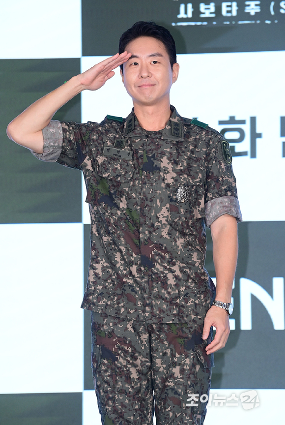 배우 이현균이 24일 오후 서울 구로구 신도림동 더세인트에서 열린 ENA 새 월화드라마 '신병4 : 사보타주' 제작발표회에 참석하고 있다. [사진=정소희 기자]