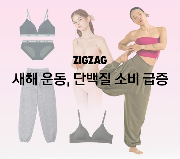 지그재그는 새해 들어 2030 여성의 운동, 단백질 등 관련 소비가 늘어난 것으로 나타났다고 밝혔다. [사진=지그재그]