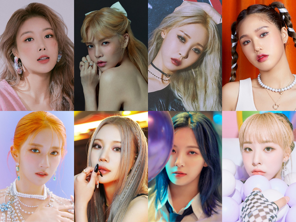 원더걸스 출신 유빈, AOA 출신 신지민, 마마무 문별, 오마이걸 미미, 우주소녀 엑시, 모모랜드 주이, 빌리 문수아, 클라씨 김선유가 '두 번째 세계'에 출연한다. [사진=JTBC]