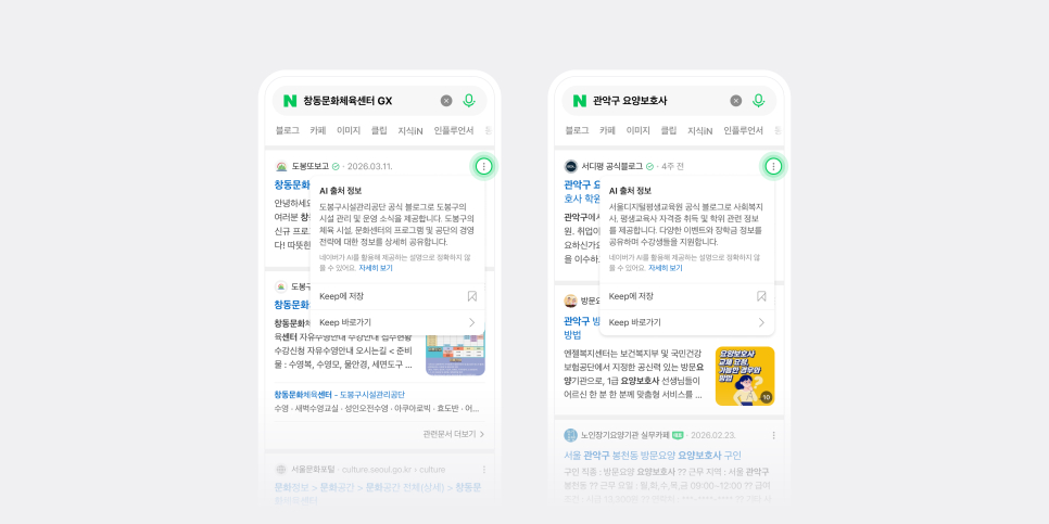 인공지능(AI)을 활용해 네이버 검색 결과에서 일부 블로그 상세 정보를 제공하는 화면 예시 [사진=네이버]