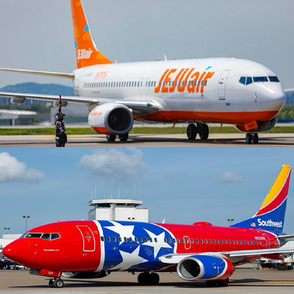 제주항공 항공기, 사우스웨스트항공 항공기. [사진=각 사]