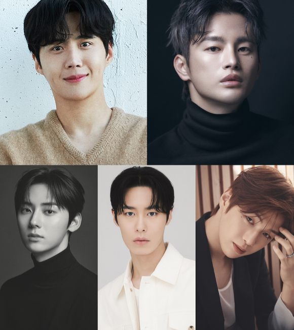 김선호, 서인국, 황민현, 이재욱, 강다니엘이 '2022 AAA'에 출연한다. [사진=솔트엔터테인먼트, 스토리제이컴퍼니, 플레디스, 씨제스엔터테인먼트, 커넥트엔터테인먼트]