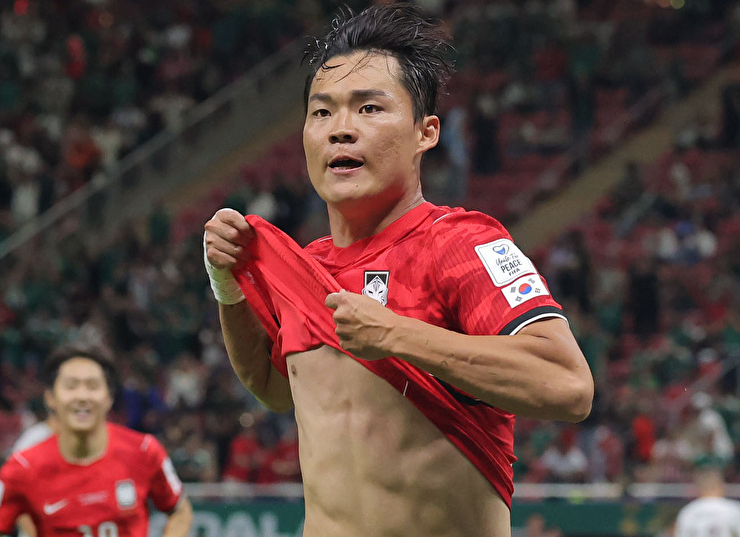 멕시코 사포판 과달라하라 스타디움에서 열린 2026 북중미 월드컵 A조 1차전 한국과 체코의 경기. 한국 오현규가 후반 팀의 두 번째 골을 넣은 뒤 기뻐하고 있다. 2026.6.12 [사진=연합뉴스]