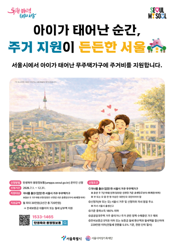 서울시 주거비 지원 포스터. [사진=서울시]