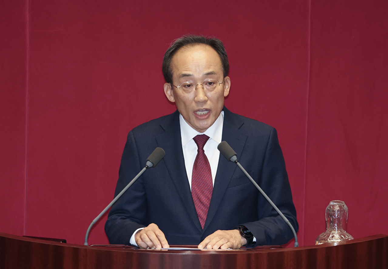 계엄 해제 의결을 방해한 혐의(내란 중요임무 종사)로 구속영장이 청구된 국민의힘 추경호 의원이 27일 국회 본회의장에서 자신의 체포동의안 표결을 앞두고 신상발언을 하고 있다. 2025.11.27 [사진=연합뉴스]