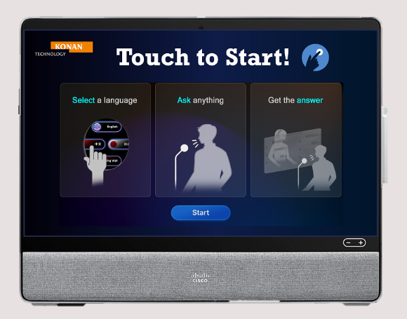 코난 챗봇 플러스를 시스코 데스크 프로로 구현한 서비스 화면. [사진=코난테크놀로지]