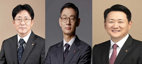 왼쪽부터 양기원 한화임팩트 사업부문 대표이사 내정자, 김재현 한화세미텍 대표이사 내정자, 김우석 ㈜한화 건설부문 대표이사 내정자 [사진=한화그룹]