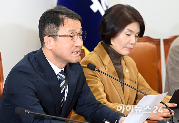 한병도 더불어민주당 원내대표가 5일 서울 여의도 국회에서 열린 정책조정회의에서 발언하고 있다. [사진=곽영래 기자]