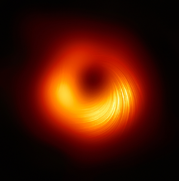 M87 은하 중심에 있는 초대질량 블랙홀의 편광 영상. [사진=한국천문연구원]