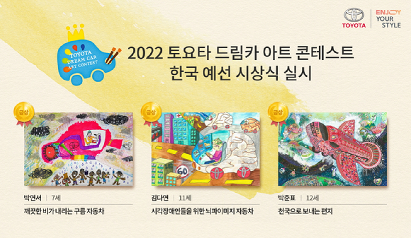 토요타코리아가 '2022 토요타 드림카 아트 콘테스트' 입상자들과 온라인으로 한국 예선 시상식을 가졌다. [사진=토요타코리아]
