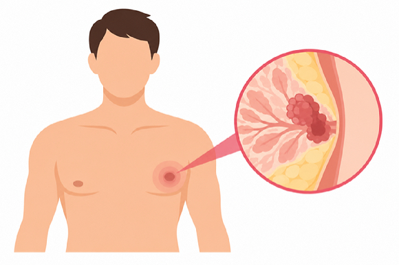 챗GPT 생성 기능을 통해 만든 남성 유방암 병변 확대 일러스트. 
