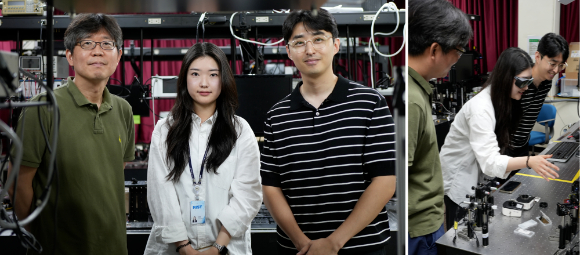 (왼쪽부터) 포스텍 노준석 교수와 강현정 연구원, 삼성리서치 윤정근 연구원 [사진=삼성전자뉴스룸]