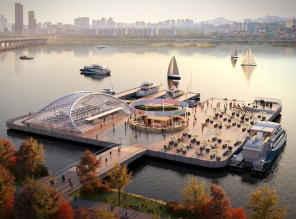 서울시가 오는 2030년까지 1000만 명이 한강 위에서 여러 일상생활을 즐길 수 있는 '수상 공간 활성화'에 나선다. 사진은 수상푸드존 예시도. [사진=서울시]