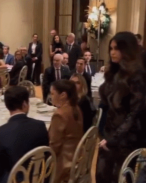 킴벌리 길포일 주그리스 미국대사가 공식 외교행사에서 입은 비치는 듯한 드레스가 논란이다. [사진=인스타그램 @elegantview.gr]