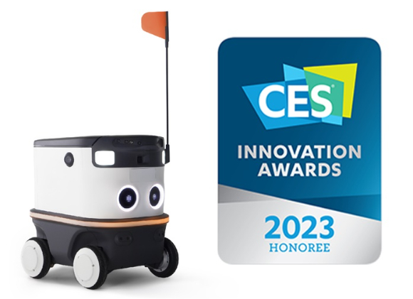 로봇 배달 플랫폼 뉴빌리티의 자율주행 로봇 '뉴비'가 CES 2023 혁신상을 수상했다. [사진=뉴빌리티]