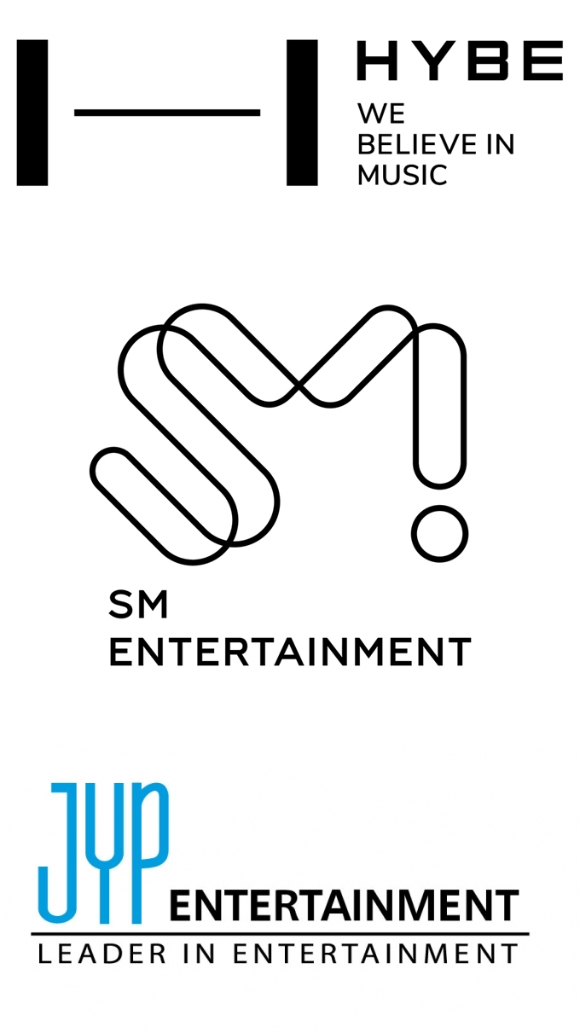 하이브, SM엔터테인먼트, JYP엔터테인먼트 로고 [사진=하이브, SM엔터테인먼트, JYP엔터테인먼트]