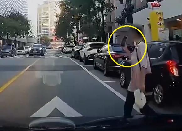 운전자 A씨는 지난달 25일 오후 6시쯤 대전시 서구에 있는 한 도로에서 갑자기 걸어 나온 보행자와 사고가 났다 [사진=유튜브 '한문철TV']