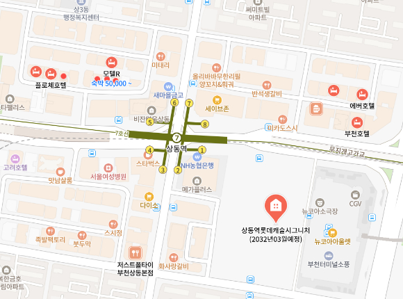 상동역 롯데캐슬이 들어서는 부천시 원미구 상동 일대 공사 현장 [사진=네이버지도]