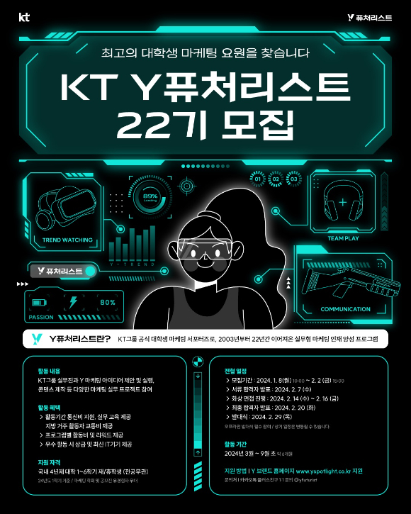 KT Y퓨처리스트 22기 모집공고 포스터. [사진=KT]