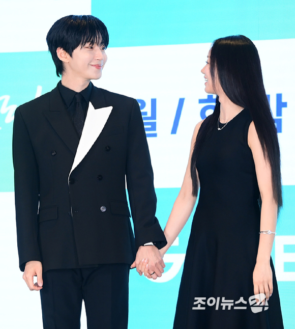 배우 황인엽과 이혜리가 7일 오후 서울 구로구 신도림동 더 세인트에서 열린 ENA 월화드라마 '그대에게 드림' 제작발표회에 참석하고 있다. [사진=정소희 기자]