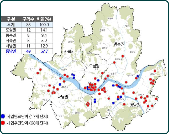 리모델링 추진현황 분포도. [사진=서울시]