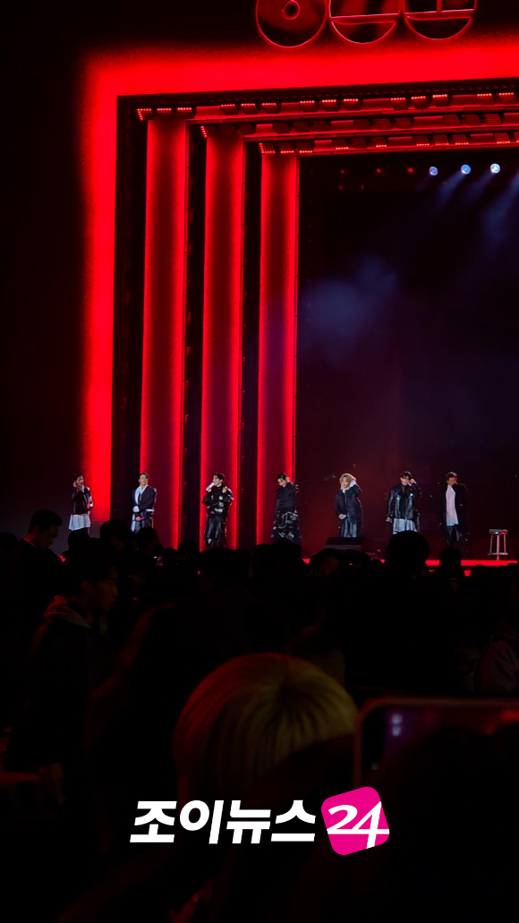 그룹 방탄소년단(BTS)이 지난 21일 오후 서울 광화문 광장에서 열린 정규 5집 '아리랑(ARIRANG)' 앨범 발매 기념 컴백 공연에서 소감을 말하고 있다. [사진=정지원 기자]