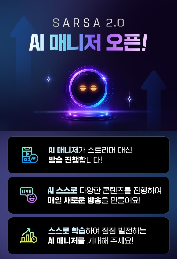 SOOP, 스트리머 대신 방송하는 AI 매니저 'SARSA 2.0' 공개
