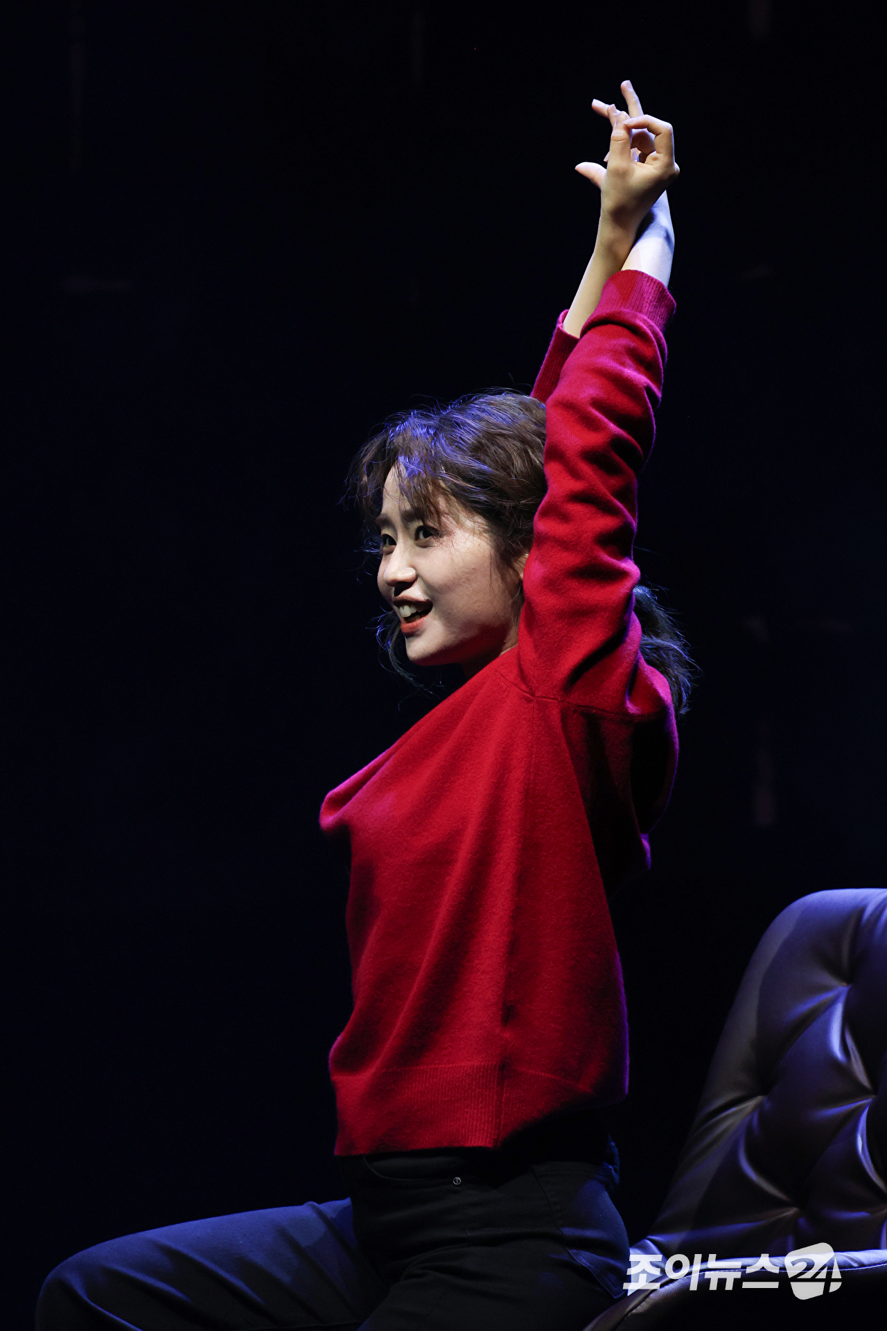 배우 김규남이 23일 오후 서울 종로구 연지동 두산아트센터 연강홀에서 진행된 연극 '플리백' 프레스콜에 참석해 열연을 펼치고 있다. [사진=문수지 기자]