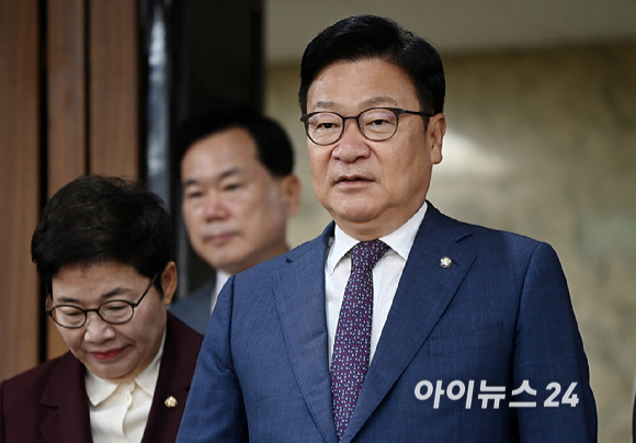 정점식 국민의힘 원내대표가 6일 오전 서울 여의도 국회에서 열린 국정감사대책회의에 참석하고 있다. [사진=곽영래 기자]