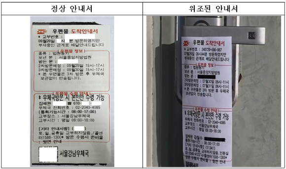 우체국 "위조 우편물 도착안내서 유의해야"