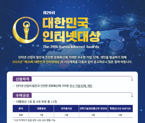제20회 대한민국 인터넷 대상 시상식 개최 - 뉴스 썸네일 이미지
