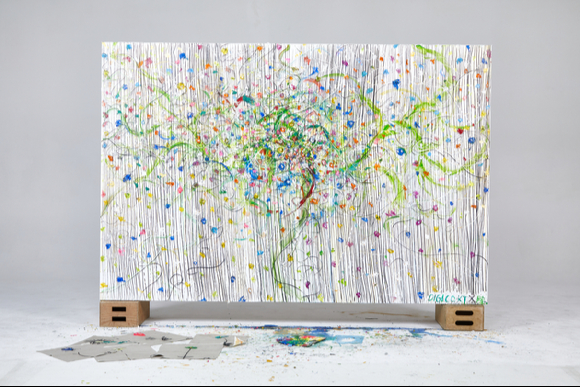 화가 육준서가 디지코 KT를 주제로 표현한 '디지코 아티스트 콜라보' 회화 작품 [사진=KT]