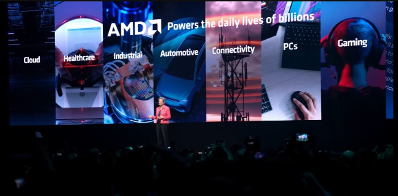 리사 수 AMD CEO가 지난 3일 대만 타이페이에서 열린 '컴퓨텍스 2024' 기조연설에서 발표하고 있다. [사진=AMD 공식 유튜브 채널 화면 캡처]