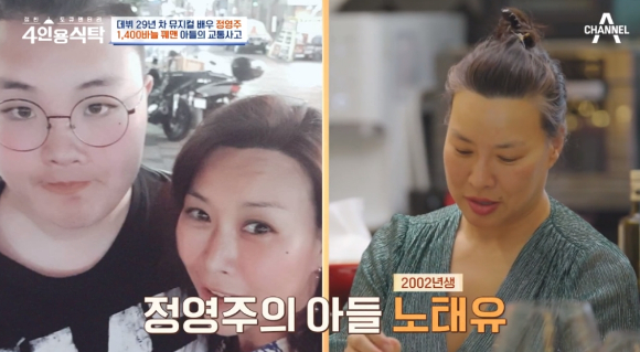 뮤지컬 배우 정영주가 아들의 교통사고 당시를 회상했다. [사진=채널A '절친 토큐멘터리 4인용식탁' 캡처]