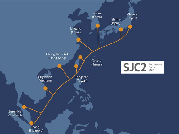 국제 해저 케이블 SJC2 경로 [사진=SKB]
