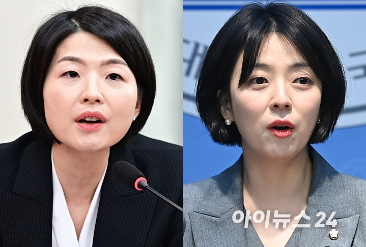 왼쪽부터 국민의힘 한지아&middot;배현진 의원 [사진=최기철 기자]